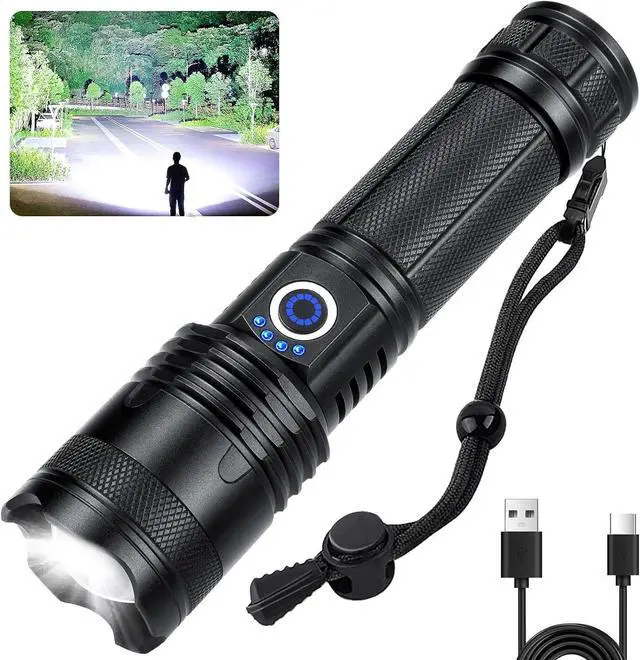 Main image of Cinlinso Flashlights High Lumens Rechargeable - 990000 lumens Super Bright LED Flashlight with 5 Modes, IPX7 Waterproof, Powerful Handheld Flash Light for Home, Camping Hiking, Black, M110-S