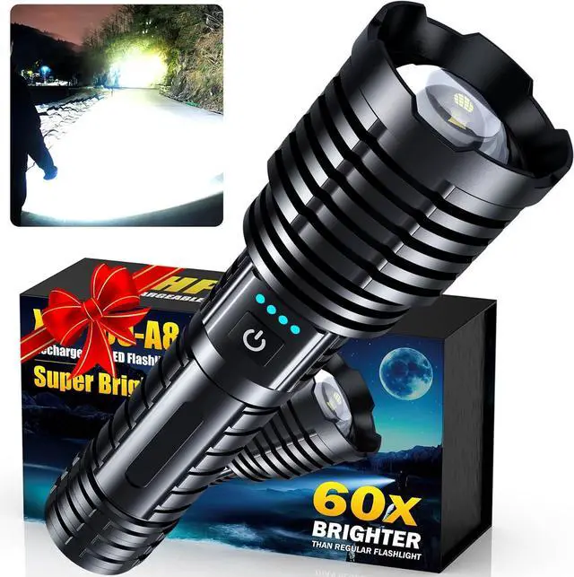 Main image of Super Bright Rechargeable LED Flashlights 2500,000 High Lumens, Flashlights High Lumens Up to 25H Long Life| Zoomable| 5Light Modes| IP67 Waterproof, High Powered Flashlight for Camping Home