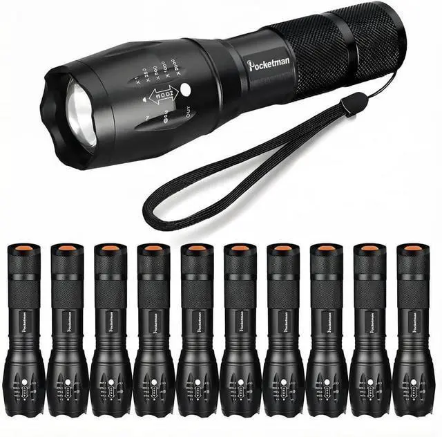 Main image of Pocketman LED Tactical Flashlight Super Bright LED Flashlights Portable Outdoor Water Resistant Torch with 5 Light Modes10Pack