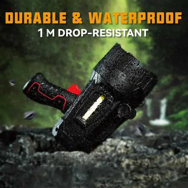 Alt view image 6 of 6 - Durapower Rechargeable Spotlight, High Lumens LED Spotlight Flashlight, Waterproof Handheld Spot Light for Indoor Outdoor Farm Camping Emergency