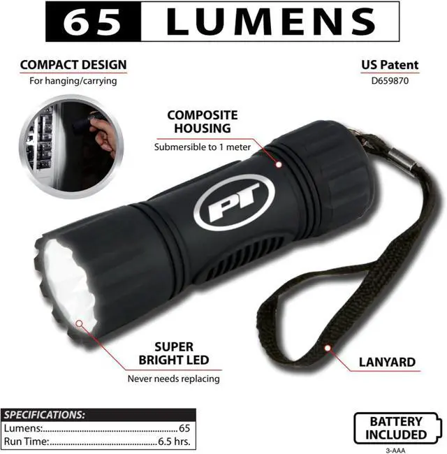 Alt view image 2 of 3 - Performance Tool W2456 Storm 65lm Black Composite Flashligth (Sold as 1 Flashlight)
