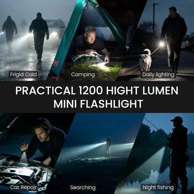 Alt view image 6 of 6 - ULTRAFIRE 1200 High Lumen Single Mode Tactical Flashlight, Zoomable Mini LED Handheld Flashlight IPX65 Waterproof, Small Bright Pocket Light for Camping, Hiking, Emergency (502z)