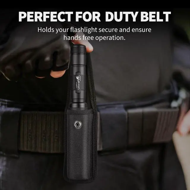 Alt view image 3 of 7 - ULTRAFIRE Tactical Flashlight with Holster, 1000 Lumens Single Mode LED Flashlight with Duty Belt Holster, Bright Small EDC Flashlight with Flashlight Carry Case Pouch, WF-502B (Battery Not Included)