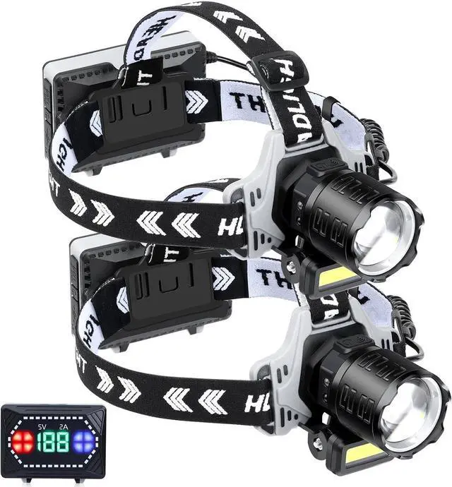 Main image of LED Headlamp Rechargeable 1000 Lumens Super Bright with 10 Modes & Motion Sensor, 2 Pack Head Lamp with Zoomable, IPX7 Waterproof, 135°Adjustable for Outdoor Hiking Camping