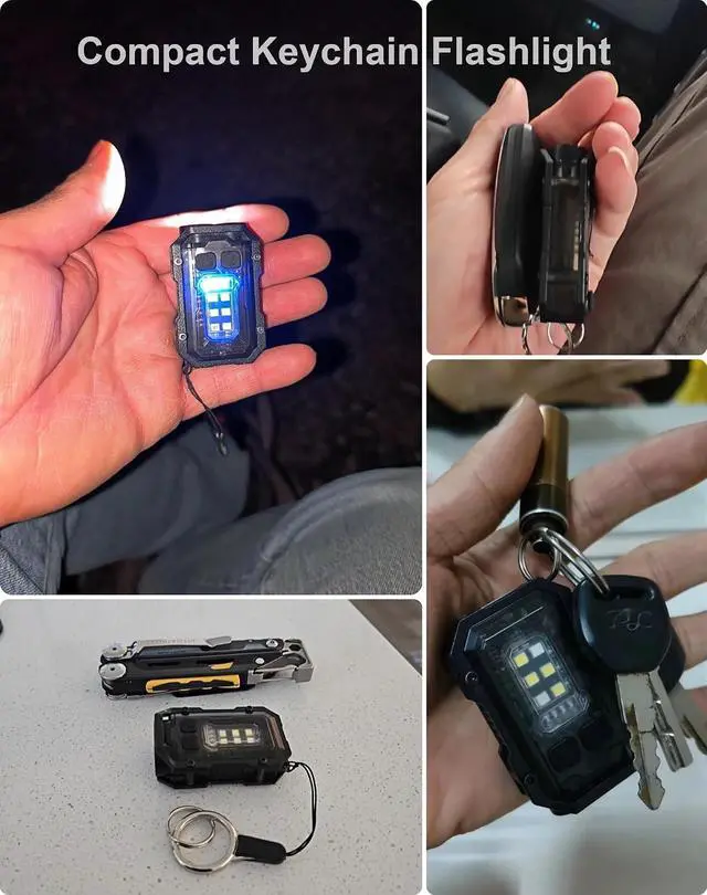 Alt view image 4 of 7 - Pocket EDC Flashlight Rechargeable, 500 Lumens Keychain Flashlight | Pocket Size, Lightweight, 8 Modes Light Source, Long Working Hours LED Light for Running, Walking, Camping, Fishing, Hiking