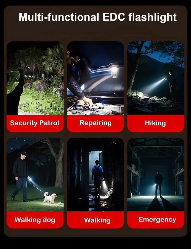 Alt view image 6 of 7 - Pocket EDC Flashlight Rechargeable, 500 Lumens Keychain Flashlight | Pocket Size, Lightweight, 8 Modes Light Source, Long Working Hours LED Light for Running, Walking, Camping, Fishing, Hiking