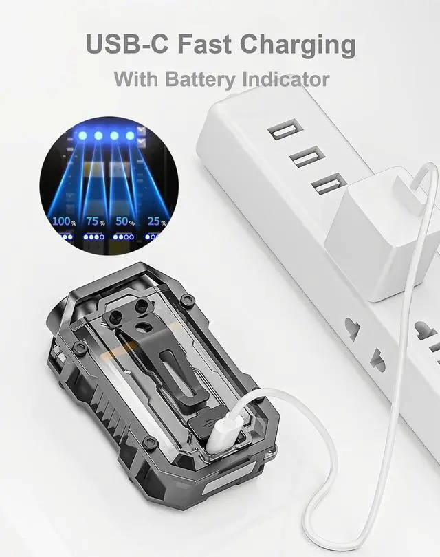 Alt view image 7 of 7 - Pocket EDC Flashlight Rechargeable, 500 Lumens Keychain Flashlight | Pocket Size, Lightweight, 8 Modes Light Source, Long Working Hours LED Light for Running, Walking, Camping, Fishing, Hiking