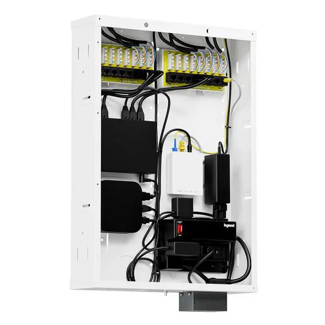 Alt view image 4 of 7 - Legrand On-Q 20-Inch Structured Wiring Enclosure with Screw-On Cover, Durable Steel, Cable Management, Recessed or Surface Mount, Compatible with On-Q Accessories, Glossy White