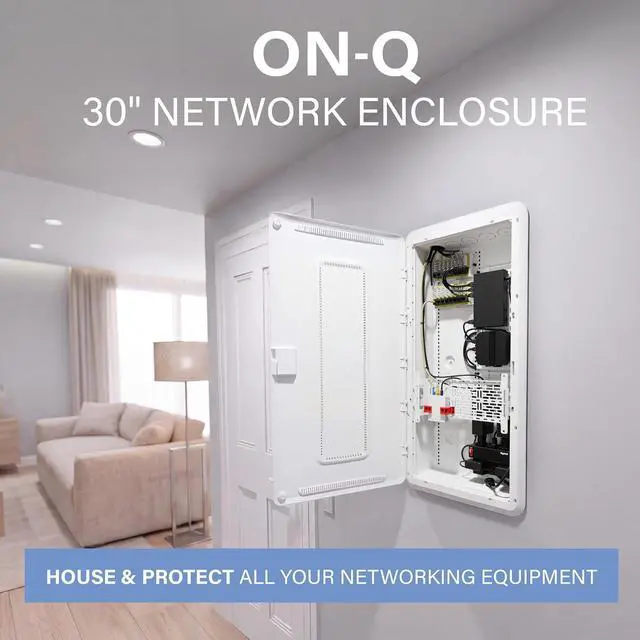 Alt view image 2 of 7 - Legrand - On-Q 30 Inch Media Enclosure, WiFi Electrical Box, Cable Management Box for Distribution of Networking Service, Recessed Media Box Lets Signal Through, White, ENP3050NA