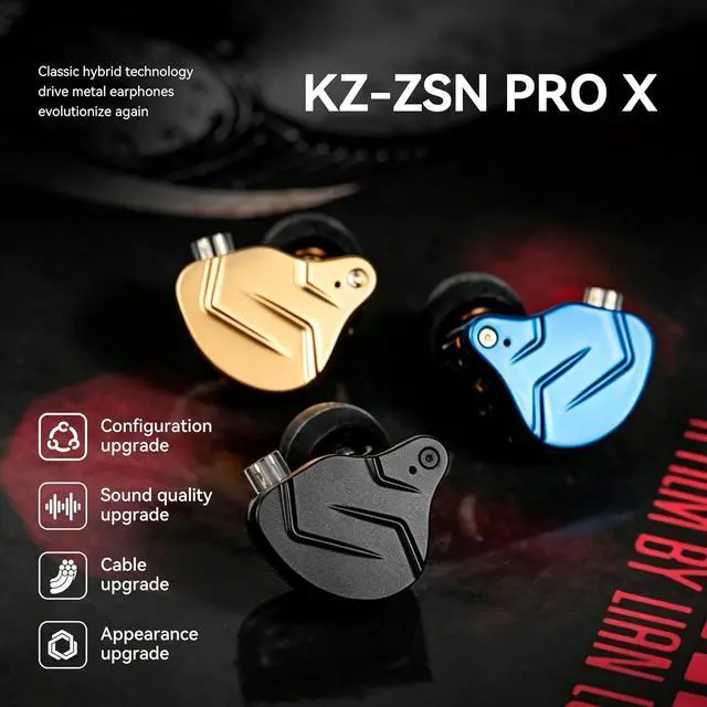 Alt view image 2 of 7 - KZ ZSN PRO X Gaming Earbuds, HiFi in Ear Monitor IEM Headphones,1BA 1DD Earbud Headphone Dual Driver Drummer Musician Earphone Stereo Headset with Removable C Pin Cable for Church (NO Mic,Dark Black)