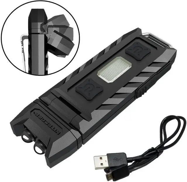 Alt view image 2 of 7 - Nitecore Thumb 85 Lumens USB Rechargeable White & Red LED Keychain Light - Tiltable Work Light with Clip and a LumenTac USB Charging Cable