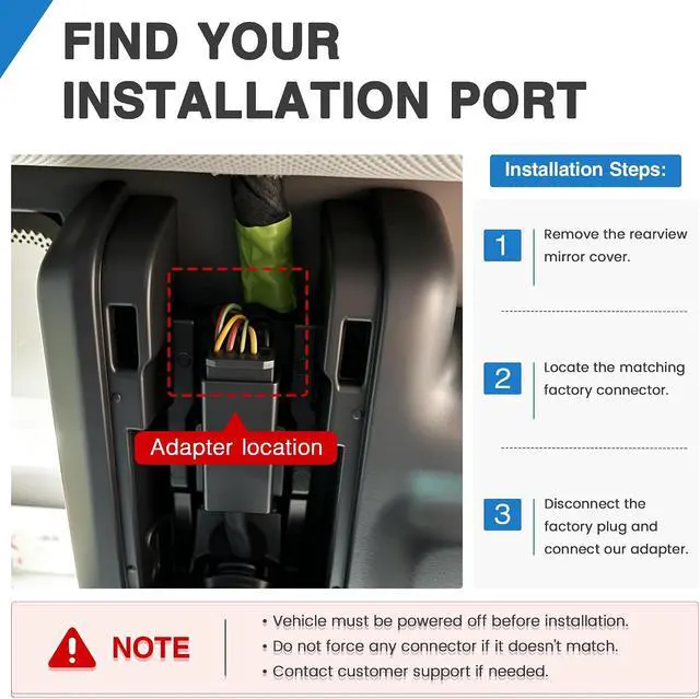 Alt view image 5 of 7 - DashCam Power Adapter,(10P TypeD) Compatible with GMC,Chevy,Cadillca,Buick | for Car with Auto Dimming Rearview Mirror,Built-in Hide USB to GPS Radar Dash Cam Charger Adapter Cable,Clean Install