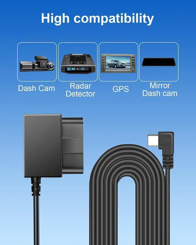 Alt view image 5 of 7 - YKT Dash Cam OBD Hardwire Kit, Dash Camera Power Cable Type C Port 11.6-16V to 5V/2.5A with Low Voltage Protection 24h Parking Monitor for Dashcam, GPS (Type-C) (Fit for All Dash Cam)
