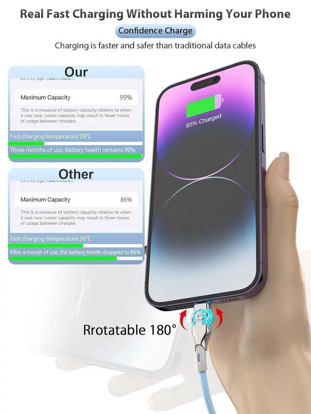 Alt view image 2 of 7 - Bidirectional 90 Degree Charging Cable, 6FT Left&Right Angle Lightning Cable,High Speed Data Sync Lightning Charger Cable for 14/13/12/11/Pro/Max/XS/MAX/XR/XS/X/8/7/Plus/6S