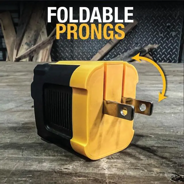 Alt view image 5 of 7 - DEWALT Heavy Duty 49.5W Dual USB & USB C Charger Block (Cable Not Included), USBC Power Adapter, 2 Port Compact Foldable Fast Wall Charger for iPhone 17/16/15/14 Galaxy Pixel 4/3 iPad - Black & Yellow