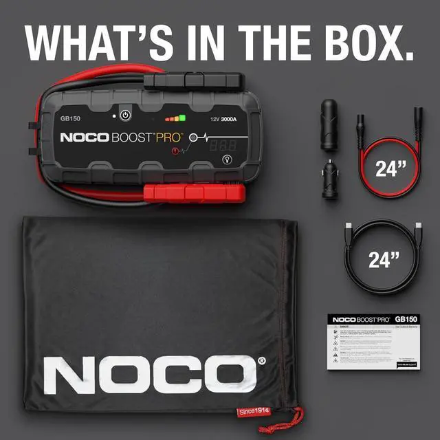 Alt view image 6 of 6 - NOCO Boost GB150: 3000A UltraSafe Jump Starter 12V Lithium Battery Booster Pack, Portable Jump Box, Power Bank & Jumper Cables - for 9.0L Gas and 7.0L Diesel Engines