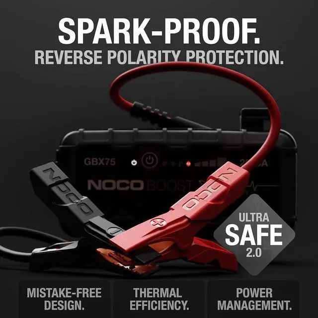 Alt view image 4 of 7 - NOCO Boost X GBX75: 2500A UltraSafe Jump Starter 12V Lithium Battery Booster Pack, Portable Jump Box, Power Bank & Jumper Cables - for 8.5L Gas and 6.5L Diesel Engines