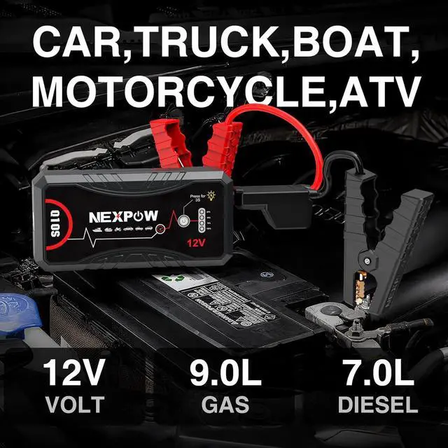 Alt view image 2 of 7 - NEXPOW Car Jump Starter 2026 Upgraded Car Battery Jump Starter Pack 3000A Peak for Up to 9.0L Gas and 7.0L Diesel Engine 12V Auto Battery starter Jumper Cables Portable Lithium Jump Box with USB QC3.0