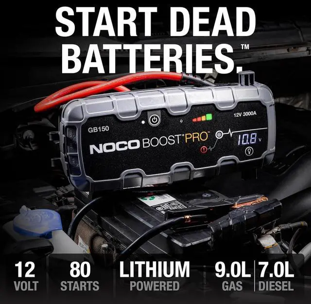 Alt view image 2 of 6 - NOCO Boost GB150: 3000A UltraSafe Jump Starter 12V Lithium Battery Booster Pack, Portable Jump Box, Power Bank & Jumper Cables - for 9.0L Gas and 7.0L Diesel Engines