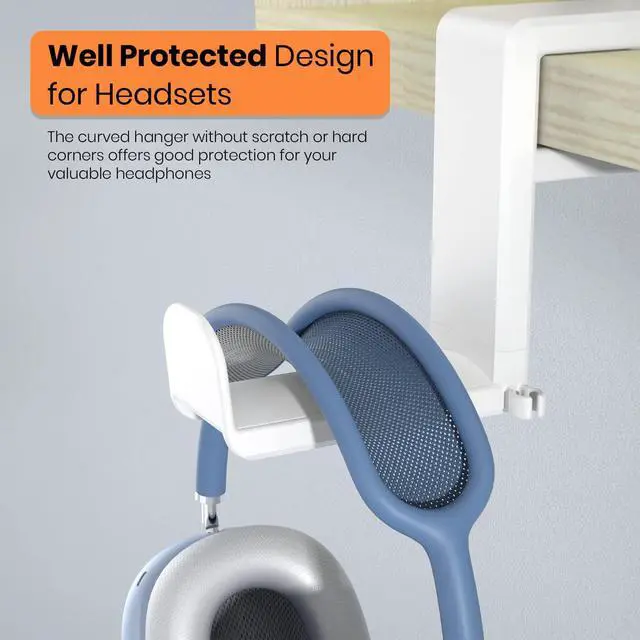 Alt view image 5 of 6 - 3in1 Rotating Headphone Holder - EURPMASK 3in1 PC Gaming Headset Holder w/Detachable Controller Holder, Adjustable Clamp-on Headset Stand,Headphone Hanger Hook Under Desk w/Cable Clip Organizer