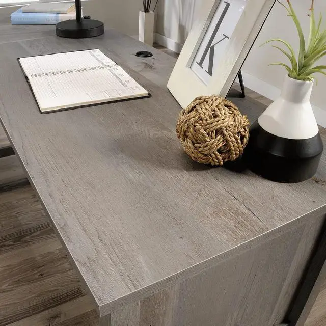 Alt view image 4 of 7 - Sauder Cottage Road L Shaped Desk Computer Desk with Drawers, Home Office Desk with Optional File Cabinet Storage, Cable Management, in Mystic Oak Finish