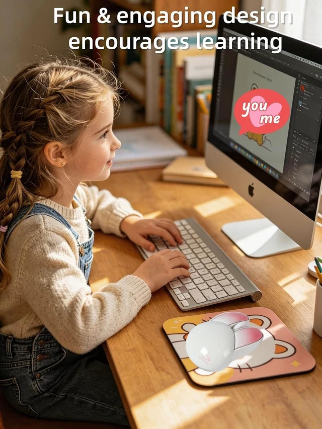 Alt view image 2 of 7 - Wireless Mouse Bluetooth Cute Bunny Shape Small Quiet USB Optical Silent Funny Travel Cordless Mice for PC Laptop Desktop Computer Apple iPad Mac Macbook Air Pro Dell HP Chromebook Kids Women Men Gift