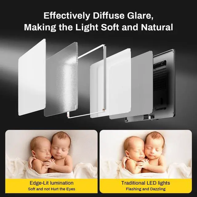 Alt view image 5 of 7 - 9" LED Video Light, 2500K-6500K Camera Light with Desk Stand