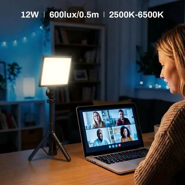 Alt view image 2 of 7 - 9" LED Video Light, 2500K-6500K Camera Light with Desk Stand