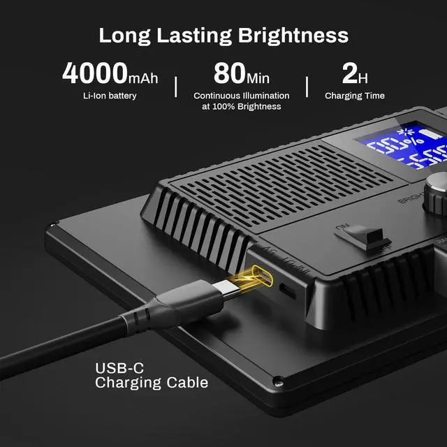 Alt view image 3 of 7 - 9" LED Video Light, 2500K-6500K Camera Light with Desk Stand
