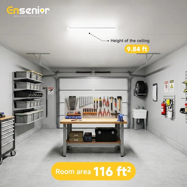 Alt view image 6 of 7 - Ensenior 4FT LED Shop Lights, 6000K T8 Commercial Bay Lighting, 10 Pack