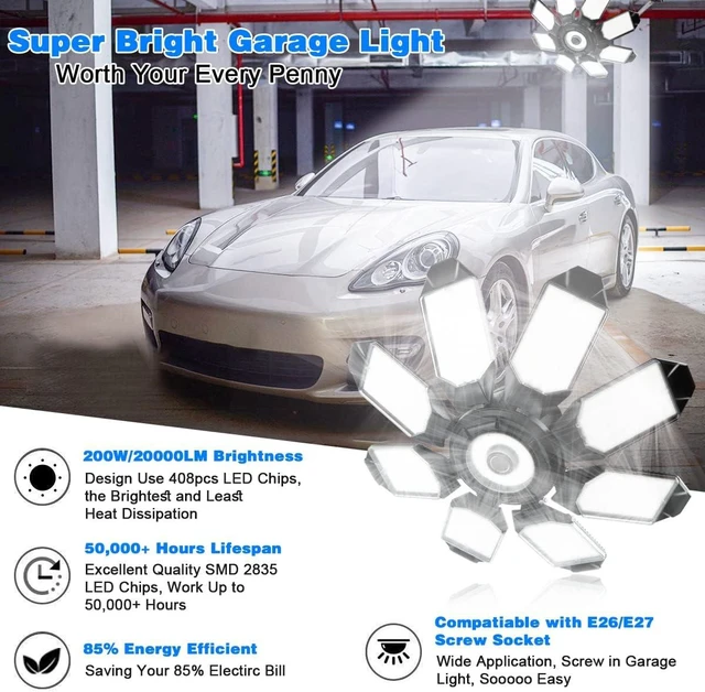 Alt view image 2 of 7 - Garage Lights - Ultra Brighter 40,000LM Garage LED 6500K Daylight