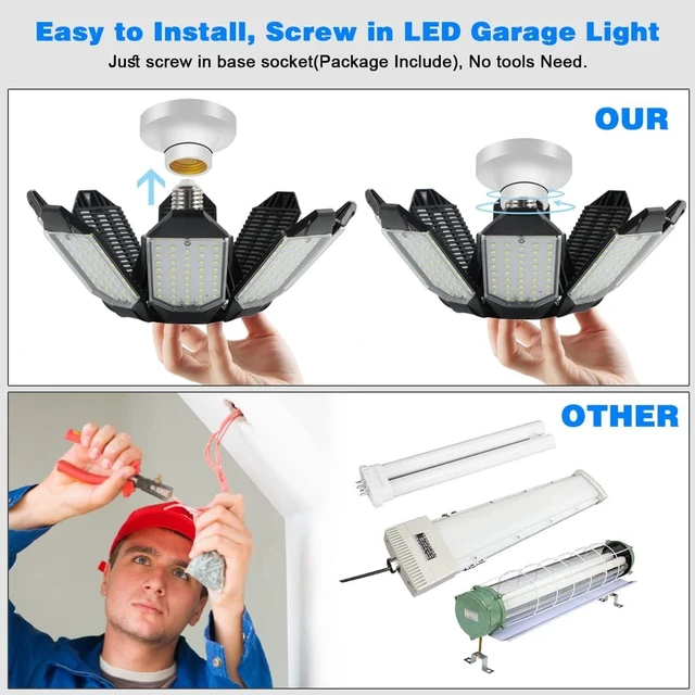 Alt view image 5 of 7 - Garage Lights - Ultra Brighter 40,000LM Garage LED 6500K Daylight