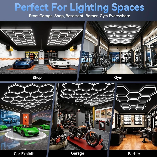 Alt view image 5 of 7 - LZHOME Hexagon 5000K LED Garage Lights: 25 Pack Updated 1.31-inch Wider Size,26300LM Super Bright Hex Lighting Ceiling LED Shop Light for Garage, Car Detailing, Workshop, Warehouse, Gym, Basement