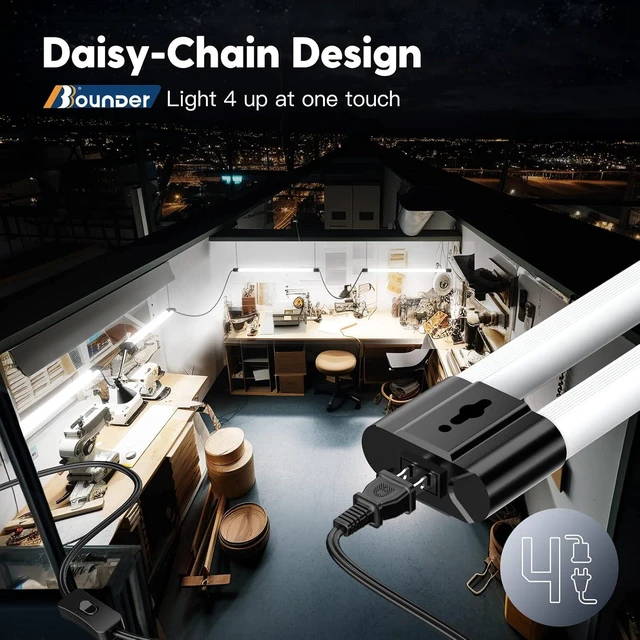 Alt view image 5 of 7 - BBOUNDER 10 Pack 4FT LED Shop Light, 6500K, 40W=250W, 4400LM, 4 Linkable