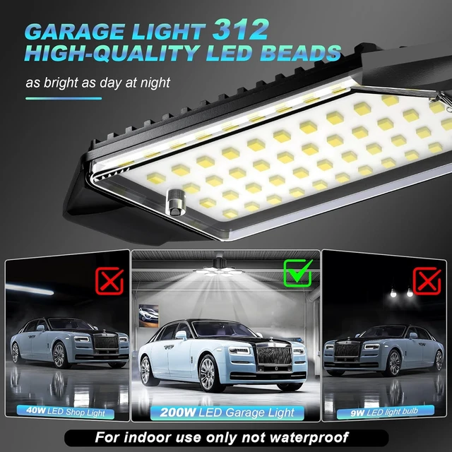 Alt view image 7 of 7 - Led Garage Lights Bulb 6 Pack 200W Super Bright Ceiling Led Shop Lights, E26/E27 Base, 6500K, 20000LM Deformable Led Garage Light for Basement, Attic and Workshop Commercial Bay Lighting