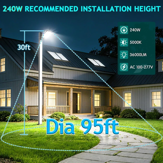 Alt view image 5 of 7 - 240W LED Parking Lot Light Dusk to Dawn Photocell 4Pack 36000LM