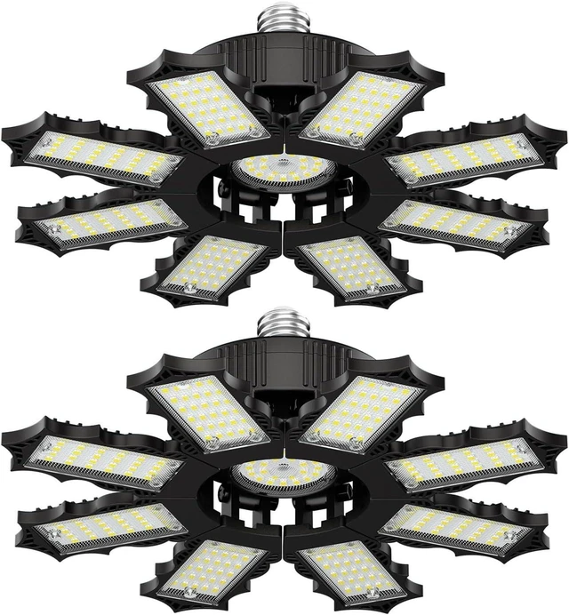 Main image of Garage Lights, 210W, 8+1 Deformable Panels Support E26/E27, 2 Pack