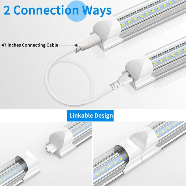 Alt view image 3 of 7 - SHOPLED 8FT Led Shop Light 100W 15000LM 6500K Linkable Shop Light