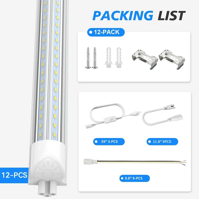 Alt view image 4 of 7 - SHOPLED 8FT Led Shop Light 100W 15000LM 6500K Linkable Shop Light