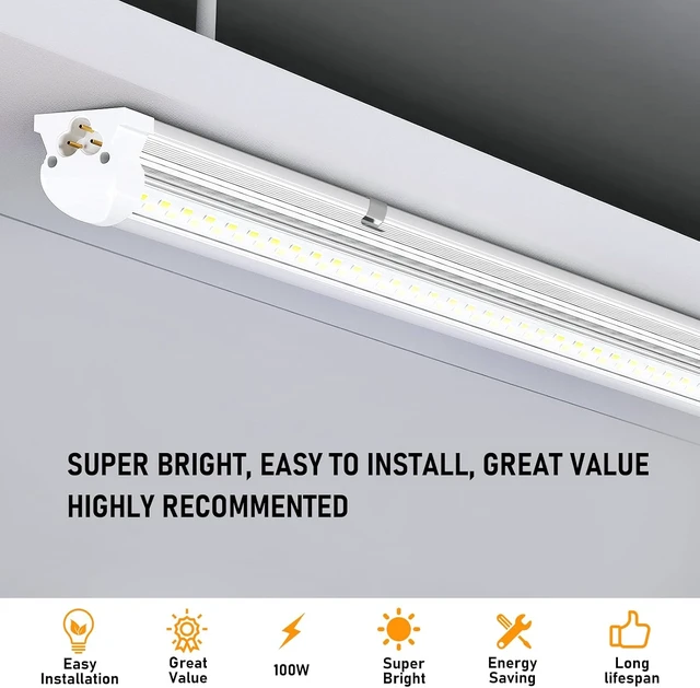 Alt view image 2 of 6 - ONLYLUX 8ft LED Shop Light, 8' 100W 15000lm 6000K (12 Pack)