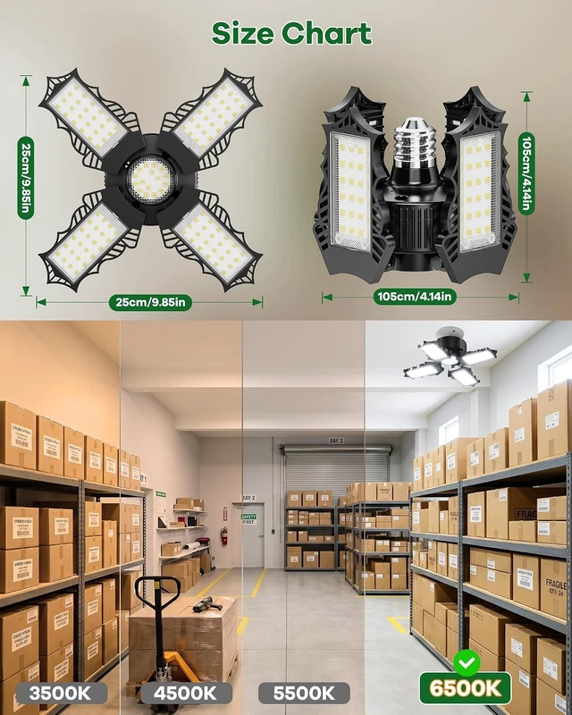 Alt view image 2 of 7 - ISKYDRAW Garage Lights 120W 4 Pack, 12000LM LED Shop Light Bay Lighting