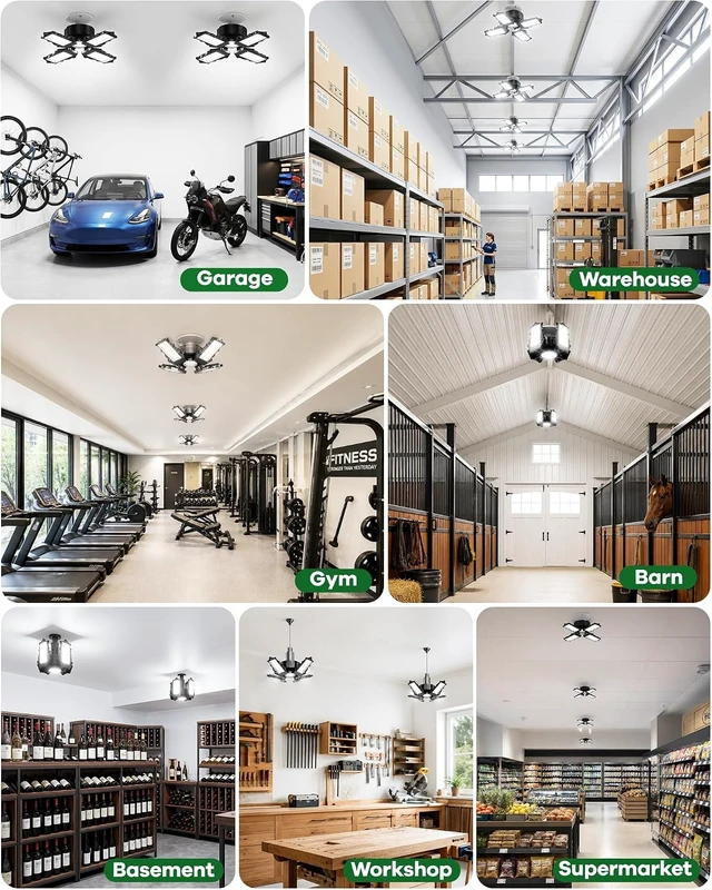 Alt view image 7 of 7 - ISKYDRAW Garage Lights 120W 4 Pack, 12000LM LED Shop Light Bay Lighting