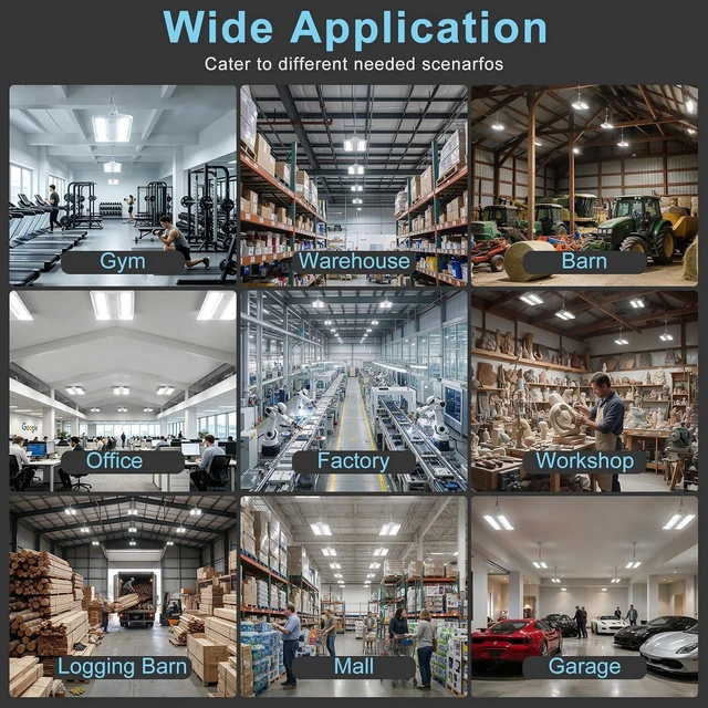 Alt view image 3 of 7 - 4FT LED Linear High Bay Light 265W 39750LM 5000K, ETL Listed Commercial Shop Light for Warehouse Garage Workshop Gym, 100-277V Industrial Lighting with 7-Year Warranty, 2-Pack