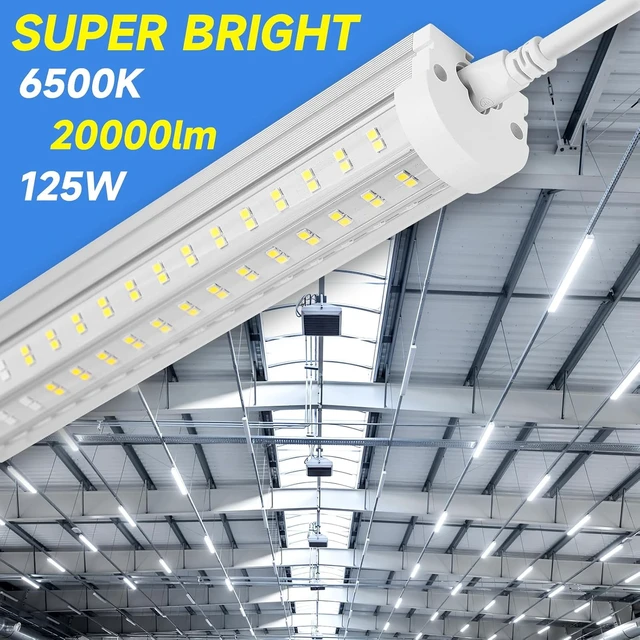 Alt view image 2 of 7 - Phiwicsh 8FT U Shape 125W Integrated Tube Bright LED Light, 6500K Clear White, 20000LM - Flush Mount/Hanging Linkable LED Ceiling Lights for Garage, Plug&Play, 6 Pack