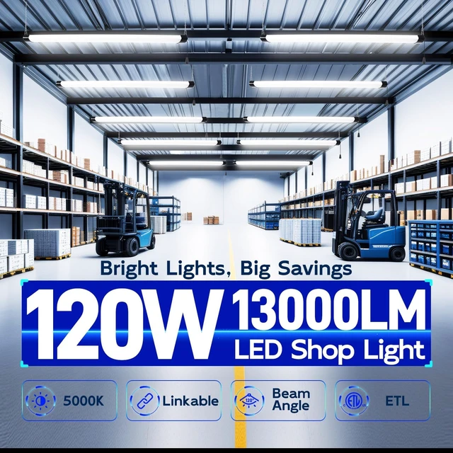 Alt view image 2 of 7 - hykolity 4FT 120W LED Shop Light Linkable,13000LM(400w Equivalent)