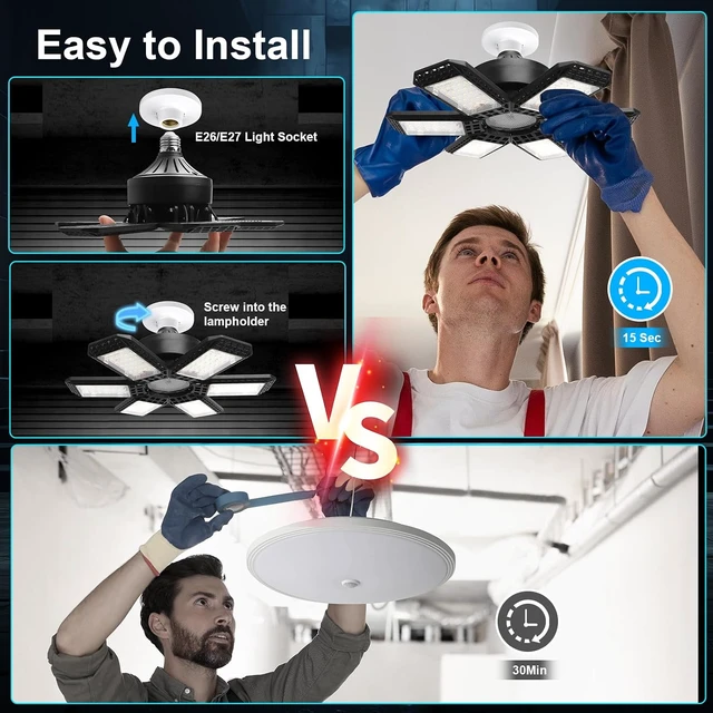 Alt view image 2 of 6 - LED Garage Lights 4 Pack, Garage Lights Ceiling LED 28000LM 6500K