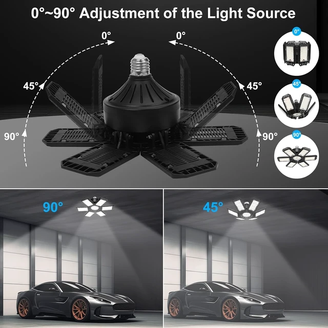 Alt view image 3 of 6 - LED Garage Lights 4 Pack, Garage Lights Ceiling LED 28000LM 6500K