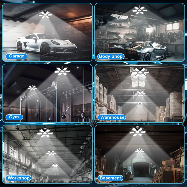 Alt view image 6 of 6 - LED Garage Lights 4 Pack, Garage Lights Ceiling LED 28000LM 6500K