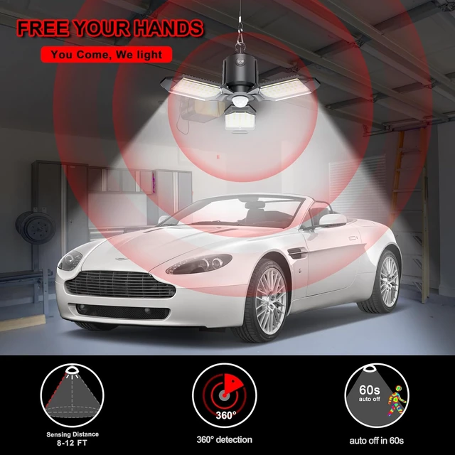 Alt view image 2 of 7 - Plug in Led Garage Light Motion Sensor 80W 8000LM 1Pack