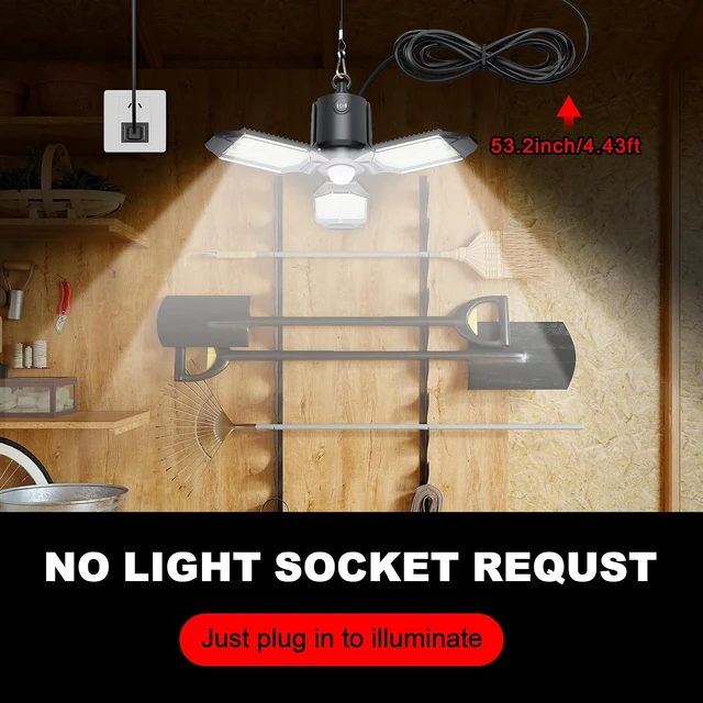Alt view image 4 of 7 - Plug in Led Garage Light Motion Sensor 80W 8000LM 1Pack